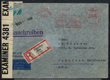 WWII Bermuda 1940 Censor Cover w/ Bermuda Tape 4381 D & German Tape E on Back picture