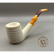 Unsmoked Turkish Carved Meerschaum Pipe NOS Unmarked w/ Case & Fancy Stem picture