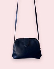 Vintage Salvatore Ferragamo navy leather shoulder bag picture