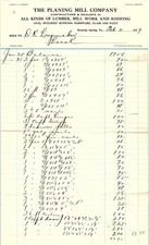 1927 Planing Mill Co. Roaring Spring PA Lumber Billhead picture
