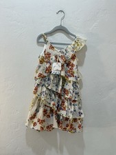 NWT Zara Girls Floral Tiered Ruffle Dress Sleeveless Cotton Ivory Size 7 122 cm picture