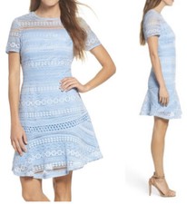 NWT Chelsea 28 Blue French Lace Ruffle Hem  Dress LG XL Easter picture