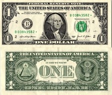 2021 B $1 Star Note B03843582* Regular Run 3.2M Pack Run 2 of 3 VF/XF picture