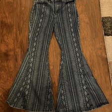 Shyanne wide leg bell bottom jeans with sick Aztec print picture
