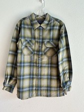 Pendleton Rider Shirt Mens S Plaid Flannel 100% Virgin Wool Green Washable picture