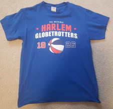 Harlem Globetrotters T-Shirt Medium Blue Adult Short Sleeve 100% Cotton picture
