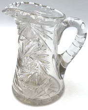 TESTED GLOWS J Hoare Whirling Star Cut Glass Pitcher 7