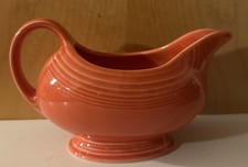 Vintage Fiesta Orange Gravy Boat Original Homer Laughlin HLCo USA Footed Sauce picture