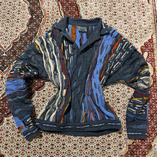 COOGI Men's Multicolor Wool Knit Geometric Crewneck Pullover Sweater Size M picture