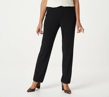 Susan Graver Petite Essentials Liquid Knit Straight Leg Pants Black XL New picture