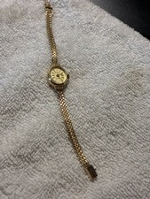 Geneve Quartz Ladies 14K Yellow Gold Bracelet Wrist Watch Vintage picture