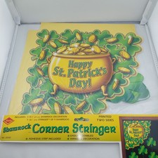 Beistle St Patrick's Day Shamrock Corner Stringer Double Sided Vintage Decor NIP picture