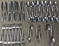 Superior Stainless Radiant Rose USA 44 Piece Silverware Flatware Lot picture