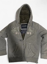 Abercrombie Wolf Jaw Boys Gray Full Zip Hooded Lined Jacket M Fleece picture
