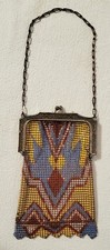 Antique 1920s Whiting & Davis Enameled Mesh Purse Flapper Bag Art Deco. With Tag picture