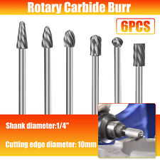 6pcs 10mm Rotary Aluminum Cut Burr 6mm 1/4 inch Shank Long Reach Carbide Burs picture