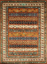 6 x 8 ft Rust Red Animal Gabbeh Afghan Hand Knotted Wool Tribal Rug picture