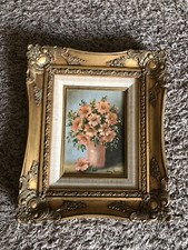 5x7 original painting Mary Harden flowers nice frame Dallas Texas  picture