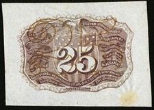 FR 1283spwmb - 25c SECOND ISSUE SPECIMEN - WIDE MARGINS BACK - 4 PRINTED/WRITTEN picture