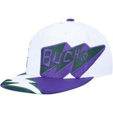 MENS MITCHELL & NESS NBA FAST TIMES SNAPBACK HWC BUCKS - WHITE picture