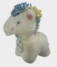 Eden Toys Squeaky Horse Plush Off White Pastel Rainbow Baby Mane Vtg Nwt 10536 picture