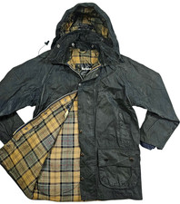 *HOT VTG Men's BARBOUR @ A196 BEAUFORT PARKA HOOD LINED GRAY WAXED Jacket C38 S picture