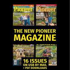 The New Pioneer Magazine 16 Issues Homesteading Archive on USB Drive + bonus picture
