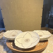 Antique T&V Limoges France Plates Set of 5 Gold Starburst Scalloped 1907-1919 picture