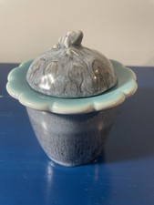 Vintage 1949 Rookwood Pottery Frog Covered Jar Cigarette Holder#7002 Teal Grey picture