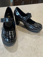 Dr Martens Marlena Sz 7 Vintage Heels Black Silver Armor Lamper Croc Mary Jane picture