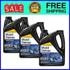 (3 pack) Mobil Delvac 1300 Premium Synthetic Blend Super Heavy Duty Oil 15W-40 picture