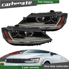 For 2017-2018 Volkswagen Jetta Headlight Halogen w/LED DRL&Bulb Left+Right Pair picture
