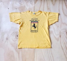 Vintage 80's Atlantic Imported Cars Ferrari T-Shirt Men's Yellow Size L Usa picture