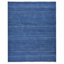 Eco-Friendly Hand Woven Flat Weave Kilim Wool Area Rug Solid Blue BBH BBD00111 picture