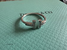 New T Ring 18K White Gold Diamond PavéTlFANYCoSize 8 picture