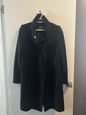 GUESS Women’s Black Double-Breasted Pea Coat Lined Pockets Mid-Length picture