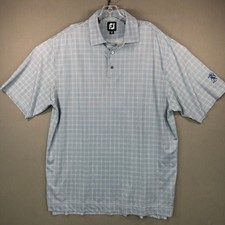 FootJoy Polo Shirt Mens L Blue Check Excellent FHCC Golf Performance Activewear picture