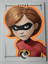 2026 Topps Disney Neon Brent Ragland Auto Sketch Card 1/1 Ms. Incredible picture