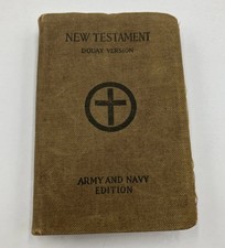 l918 War Council Antique New Testament Pocket Douay U.S. Army Navy Cloth Cover picture