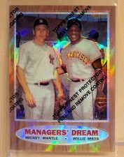 1997 Topps FINEST CHROME REFRACTOR #33 Mickey Mantle Willie Mays RARE PARALLEL picture