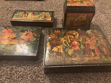 russian lacquer boxes Lot Vintage ussr Very Rare Some Damage picture