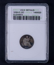 1838-O Seated Liberty Silver Dime ANACS VG details BB520 picture