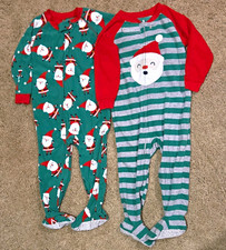 Just One You Made by Carter's 2T Footed Fleece Pajamas 2pc Santa Stripe picture