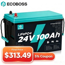 24V 100Ah LiFePO4 Lithium Battery 2560Wh 100A BMS Deep Cycles For RV Off-Grid picture