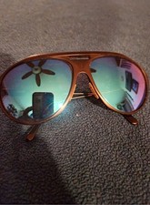 Vintage Revo Men's Aviator Sunglasses  Black Frame Blue Mirrored Lenses 830/001 picture