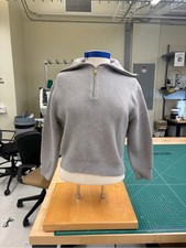 Cos Women's S Gray Half-Zip Knitted Collar Ribbed Wool Blend Pullover Jumper picture