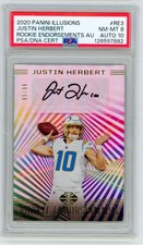 2020 Panini Illusions Justin Herbert Rookie Card Auto RC /99 PSA 8 10 POP 2 NFL picture