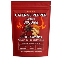 Aurivita Cayenne Pepper Softgels Vitamin D3 K2 Beetroot Grape Seed Extract picture
