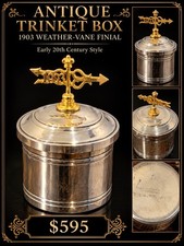 Antique Silverplate Trinket Box 1903 Weathervane Finial, 1900-1940 picture