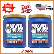 NEW 2 pack Maxwell House Original Roast Ground Coffee, 38.2 oz Canister FREESHIP picture